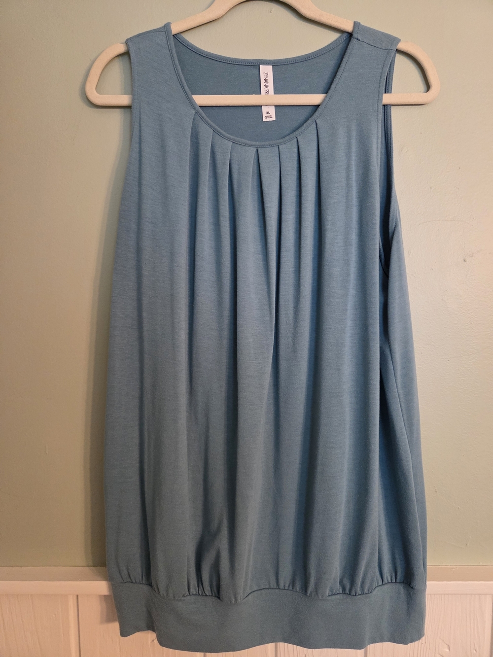 Zenana Outfitters Light Blue Pleated Tank Top